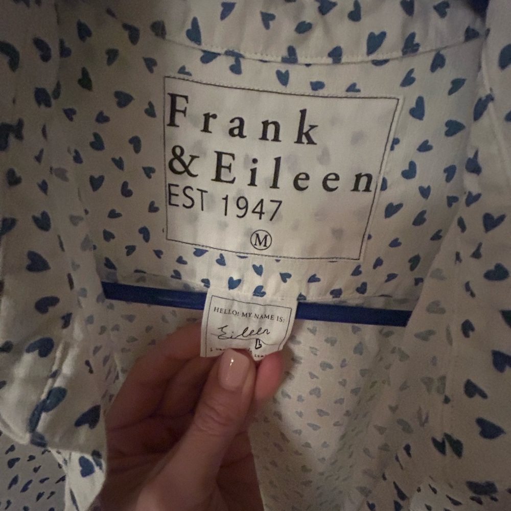 Frank & Eileen Blue Heart Print Shirt